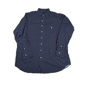 Polo Ralph Lauren Men Diamond Print Performance Button Down Shirt Navy XLT Pony